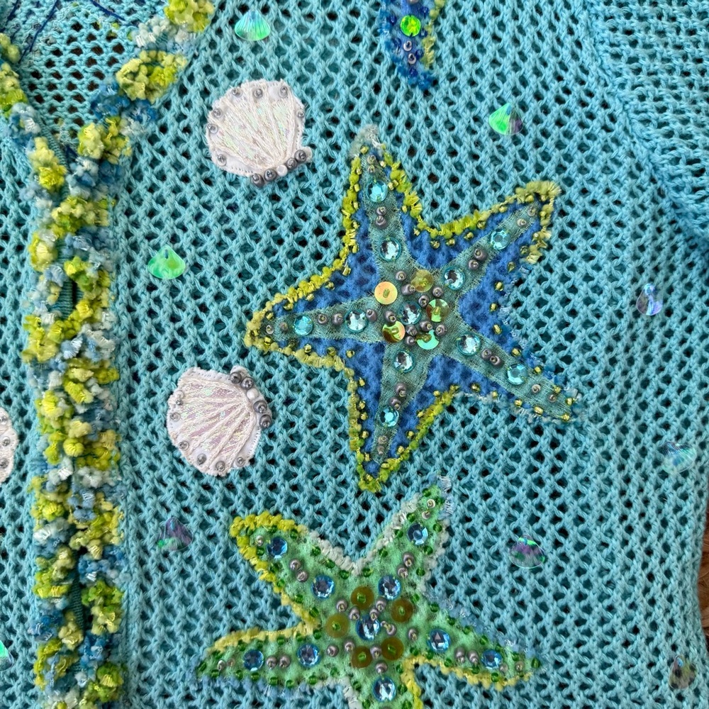 Design Options by Philip & Jane Gordon Size small Blue Beachy knit Sweater - Picture 2 of 8